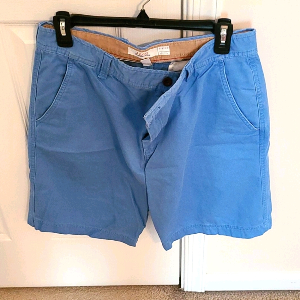 Blue Izod Saltwater Flat Front Shorts 33x10.5